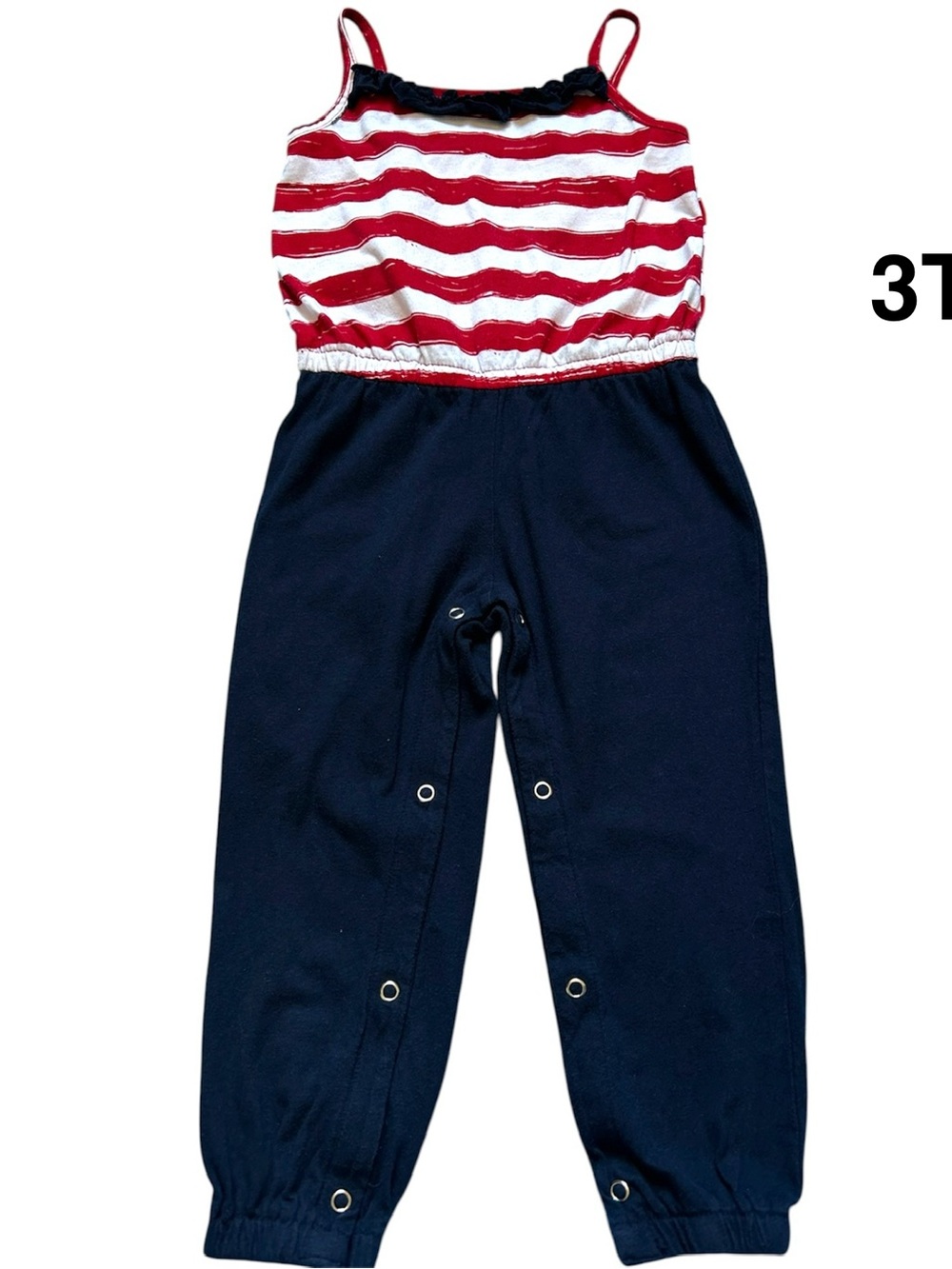 The Children's Place Red & Navy Striped Tank Jumpsuit